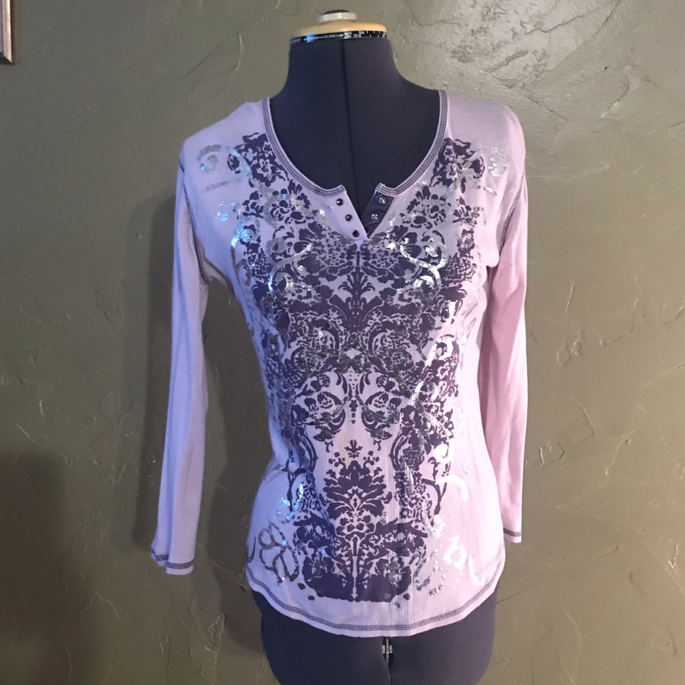 DKNY Jeans Pink Longsleeve Decorative Tee